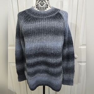 Girl's Youth Old Navy Blue & Gray Ombre Striped Long Sleeve Sweater